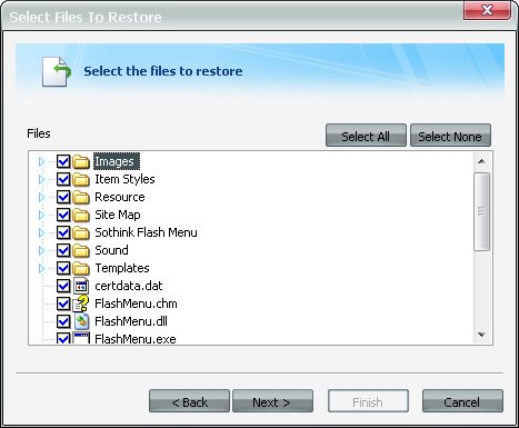 Select Files to Restore